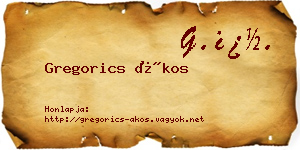 Gregorics Ákos névjegykártya